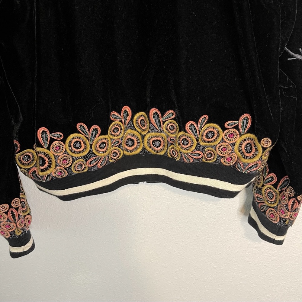 Anthropologie Black Floral Embroidered Jacket - Picture 8 of 13